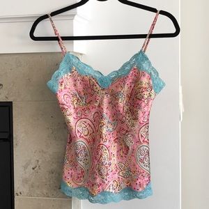 Silk Camisole adjustable with lace trim, XS size